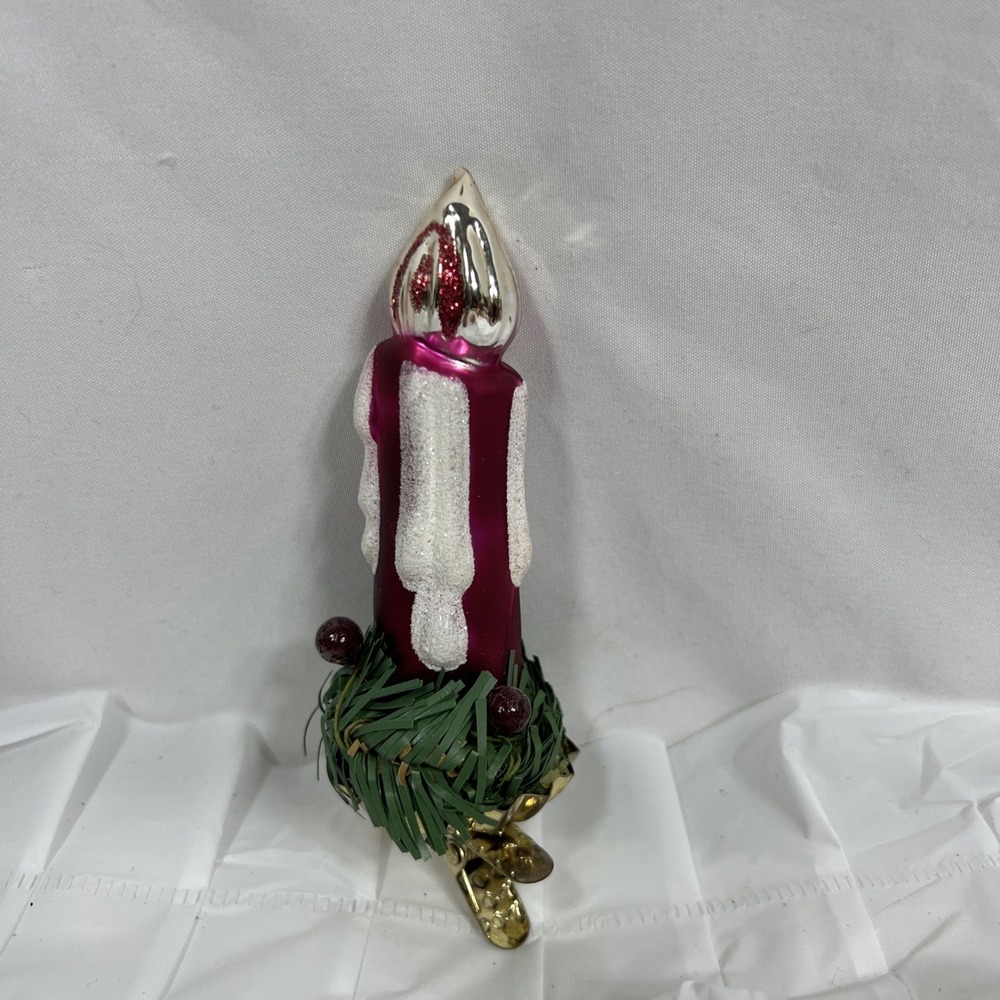 Purple And White Clip-On Candle Ornament
